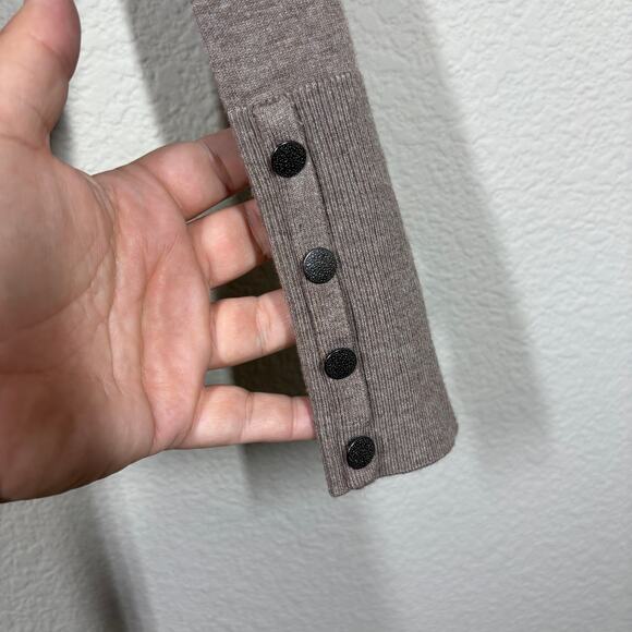 J'envie Womens XS Button Cuff Turtleneck Sweatshirt Brown Pullover Long Sleeves - Picture 5 of 8